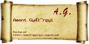 Ament Györgyi névjegykártya