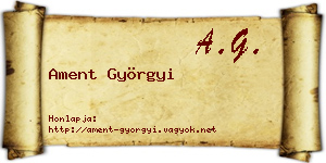 Ament Györgyi névjegykártya